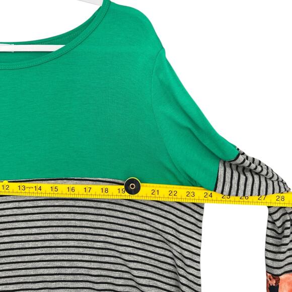 Egs California Green Colorblock Striped Floral Print Long Sleeve Tunic Top XL - Picture 6 of 7